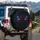 Menacing Red Eyes Electric Blue Light Angular Brow Ridges Dark Energy - Car Decor Gift Spare Tire Cover - 3