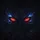 Menacing Red Eyes Electric Blue Light Angular Brow Ridges Dark Energy - Car Decor Gift Spare Tire Cover - 6