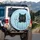 Black Cat Peeking Rustic Wooden Fence - Cat Lover Home Decor Gift Spare Tire Cover - 3