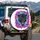 Roaring Black Panther Head Yellow Eyes Pink Tongue Silver Earring - Wildlife Lover Gift Spare Tire Cover - 3