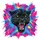 Roaring Black Panther Head Yellow Eyes Pink Tongue Silver Earring - Wildlife Lover Gift Spare Tire Cover - 6