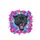Roaring Black Panther Head Yellow Eyes Pink Tongue Silver Earring - Wildlife Lover Gift Spare Tire Cover - 4