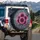 Vibrant Pink Sunflowers Hummingbirds Twilight Sky - Nature Lover Gift Spare Tire Cover - 3