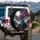 Fuchsia Cherry Blossom Pagoda Mountain Moon - East Asian Decor Gift Spare Tire Cover - 3