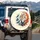 Roaring White Tiger Pouncing Golden Mane Ocean Waves Flames Ukiyo-e - Wildlife Lover Gift Spare Tire Cover - 3