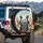 Five Grey Aliens Panoramic Desert Dunes Rocky Landscape Journey - Sci-Fi Adventure Gift Spare Tire Cover - 3