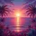 Tropical Ocean Sunset Palm Tree Foliage - Car Accessory Decor Gift Spare Tire Cover - 6