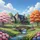 Charming House Spring Garden Stone Arch Bridge Cherry Blossom Maple - Garden Lover Gift Spare Tire Cover - 6
