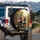 Realistic Koalas on Motorcycle with Sidecar in Tropical Jungle - Adventure Travel Gift Spare Tire Cover - 3