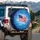 Waving American Flag Cloudy Sky - Independence Day Gift for Veterans Spare Tire Cover - 3