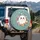 Fluffy White Cat Rosy Cheeks Pastel Spring Flowers Hearts - Cat Lover Everyday Gift Spare Tire Cover - 3