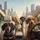 Five Dachshunds Riding in Car Urban Cityscape Golden Hour Adventure - Dog Lover Travel Gift Spare Tire Cover - 6