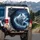 White Wolf Evergreen River Starry Night Sky - Wildlife Lover Vehicle Decor Spare Tire Cover - 3