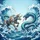 Robotic Bull Serpent Clash Ocean Waves Asian Art - Sci-Fi Game Fan Gift Spare Tire Cover - 6