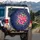 Navy Blue Strawberries Lavender Flowers Polka Dots - Everyday Home Decor Gift Spare Tire Cover - 3