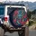 Fierce Eastern Dragon Head Blue Teal Scales Golden Horns Peonies - Dragon Lover Gift Spare Tire Cover - 3