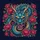 Fierce Eastern Dragon Head Blue Teal Scales Golden Horns Peonies - Dragon Lover Gift Spare Tire Cover - 6