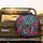 Fierce Eastern Dragon Head Blue Teal Scales Golden Horns Peonies - Dragon Lover Gift Spare Tire Cover - 2