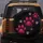 Fuchsia Pink Paw Print Symbols On Black Background - Pet Lover Home Decor Gift Spare Tire Cover - 5