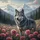 Gray Wolf Pink Dahlia Zinnia Flowers Mountain Landscape - Wildlife Lover Gift Spare Tire Cover - 6