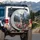 Gray Wolf Pink Dahlia Zinnia Flowers Mountain Landscape - Wildlife Lover Gift Spare Tire Cover - 3