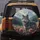 Gray Wolf Pink Dahlia Zinnia Flowers Mountain Landscape - Wildlife Lover Gift Spare Tire Cover - 5