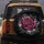 Fuchsia Rose Black Petals White Outline Botanical Leaves Star Mist - Car Accessory Gift Spare Tire Cover - 5