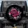 Fuchsia Rose Black Petals White Outline Botanical Leaves Star Mist - Car Accessory Gift Spare Tire Cover - 1