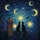 Black Cat Rooftop Moons Stars Night Sky - Cat Lover Home Decor Gift Spare Tire Cover - 6