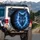 Fierce Wolf Head Electric Storm Electric Blue Nebula - Wildlife Lover Gift Spare Tire Cover - 3