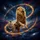 Majestic Luminous Golden Lion Cosmic Galaxy Nebula Stars - Wildlife Lover Gift Spare Tire Cover - 6