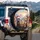 Santa Cat Trio Christmas Mountain Sunrise - Holiday Gift for Cat Lovers Spare Tire Cover - 3