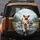 Fluffy Golden Labradoodle Puppies Driving Vehicle Road Trip Travel Gift Spare Tire Cover - 5