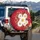 White Daisies Yellow Orange Crimson Teal Paisley Floral Swirls - Home Decor Gift Spare Tire Cover - 3