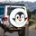 Winking Cartoon Penguin Face Snow Flurries - Wildlife Lover Gift for Penguin Lover Spare Tire Cover - 3
