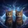 Curious Tabby Cats Cosmic Sky Planet Stars - Pet Lover Space Enthusiast Gift Spare Tire Cover - 6
