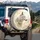 Majestic White Wolf Golden Filigree Ribbons Gold Flourishes - Wildlife Lover Gift for Wolf Lover Spare Tire Cover - 3