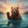 Grizzly Bear Waving Ocean Water Sunrise - Wildlife Lover Gift Spare Tire Cover - 6