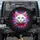 White Cat Blue Eyes Pink Ears Red Bow Tie Paint Streaks - Home Decor Gift for Cat Lover Spare Tire Cover - 1