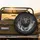 Mid-Stride Lion Orange Eyes Flowing Mane Jagged Rocks Smoke - Wildlife Lover Gift Spare Tire Cover - 2