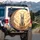 White Tiger Golden Filigree Scrollwork Celestial Clouds - Wildlife Lover Gift Spare Tire Cover - 3