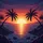 Tropical Sunset Setting Sun Palm Trees Rocky Islets - Travel Essentials Gift for Traveler Spare Tire Cover - 6