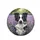 Black White Border Collie Dog Holding Lavender Flowers Field Trees - Dog Lover Gift Spare Tire Cover - 4