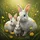 Three Fluffy White Rabbits Meadow Wildflowers - Wildlife Lover Gift Spare Tire Cover - 6