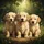 Fluffy Laughing Golden Retriever Puppies Green Forest - Dog Lover Gift Spare Tire Cover - 6