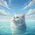 Majestic Fluffy White Cat Blue Eyes Turquoise Water Ripples Sky - Wildlife Lover Gift Spare Tire Cover - 6