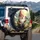 Elderly Garden Gnome White Beard Brown Bird Wildflowers Garden - Garden Lover Gift Spare Tire Cover - 3
