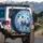 White Opossum Blue Floral Ceramic - Wildlife Lover Gift Spare Tire Cover - 3