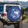 Realistic Opossum Toile Botanical Indigo Blue Flowers Berries - Wildlife Lover Gift Spare Tire Cover - 3