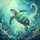 Teal Sea Turtle Golden Coral Swirling Currents Seascape - Wildlife Lover Gift Spare Tire Cover - 6